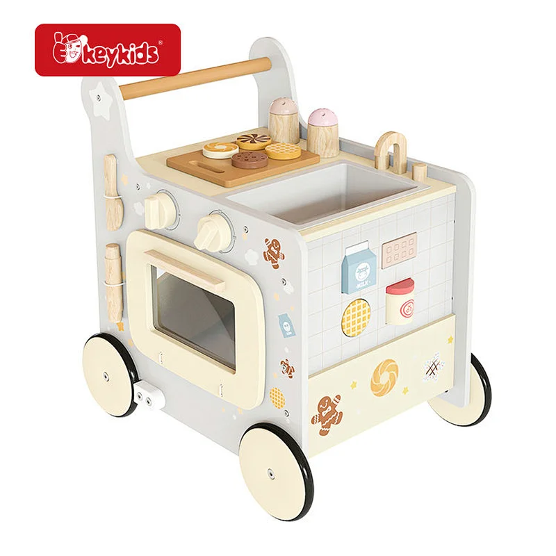 8 in 1 Push and Pull Learning Walker Wooden Play Kitchen Activity Walker Toy for Boys and Girls W16E239