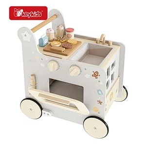 8 in 1 Push and Pull Learning Walker Wooden Play Kitchen Activity Walker Toy for Boys and Girls W16E239